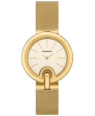 Женские часы-браслет из нержавеющей стали с сеткой золотого оттенка Tory Burch с пирсингом, 36 мм золото