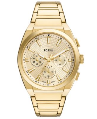 Мужские часы Fossil Everett Chronograph с золотистым хронографом из нержавеющей стали, 44 мм