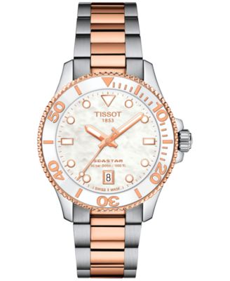 Женские швейцарские часы Tissot Seastar 1000 с двухцветным браслетом из нержавеющей стали, браслет 36 мм, Bico Steel/rose