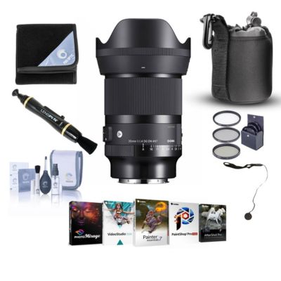 Объектив Sigma AF 35mm f/1.4 DG DN ART для крепления L в комплекте с комплектом программного обеспечения Corel PC, комплектом фильтров диаметром 67 мм, чехлом, средством для чистки объектива, Набором для чистки, шнурком для крышки объектива черного цвета