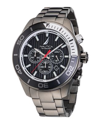 Мужские часы Nautica с хронографом серебристого цвета из нержавеющей стали, 48 мм серебристого цвета