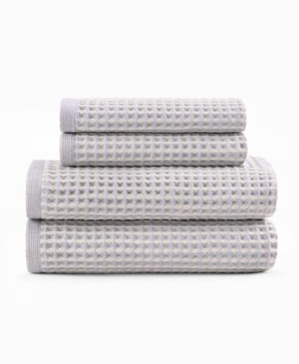Набор банных полотенец из небеленого хлопка с вафлями, окрашенных в чистую пряжу DKNY