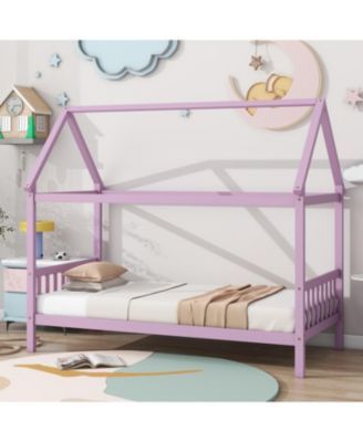 Двуспальная кровать Streamdale Furniture Twin House с изголовьем и изножьем, двуспальная кровать из каучукового дерева с каркасом
