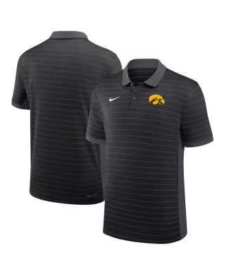 Мужская черная футболка-поло Nike Iowa Hawkeyes 2025 Early Season Coachs Sideline Victory в полоску Performance от Nike.