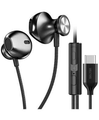 Компьютерные наушники Delton 15EC с микрофоном, Проводные наушники UBC C, наушники USB Type C со встроенным пультом дистанционного управления, проводные наушники usb c для мобильных телефонов iphone, Android, MacBook, iPad, 4 фута - черный