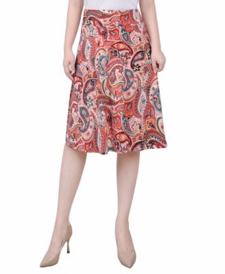 Миниатюрная юбка длиной до колен с широкой талией из коллекции NY Collection оранжевого цвета