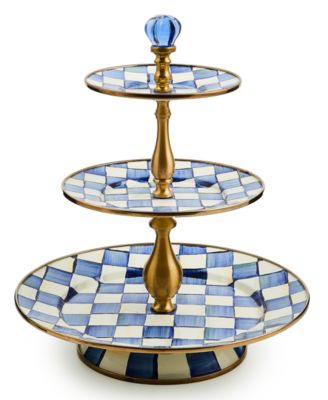 Трехъярусная подставка для сладостей Mackenzie-Childs Royal Check