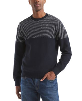Мужской текстурированный свитер с круглым вырезом и цветными вставками Nautica