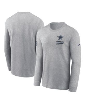 Мужская футболка Nike Heather Gray Dallas Cowboys Sideline Performance с длинным рукавом