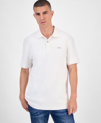 Текстурированная рубашка поло GUESS с минималистичным логотипом и коротким рукавом