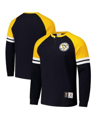 Мужская черная футболка Mitchell & Ness Pittsburgh Penguins Thermal Henley с длинным рукавом от Mitchell & Ness