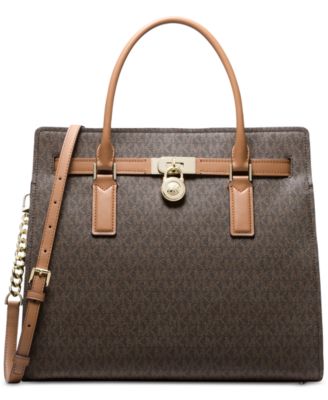 Большая сумка Michael Kors Hamilton Moderne коричнево-бежевого цвета