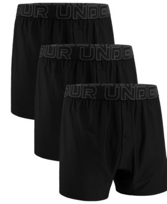 Мужские трусы-боксеры Under Armour 3-Pk. 6-дюймовые боксерские трусы-боксеры Solid Performance Tech Mesh черного цвета