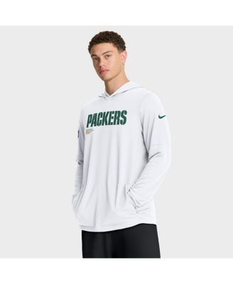 Мужская футболка Nike White Green Bay Packers Sideline Pure Fury Performance с капюшоном и длинными рукавами от Nike