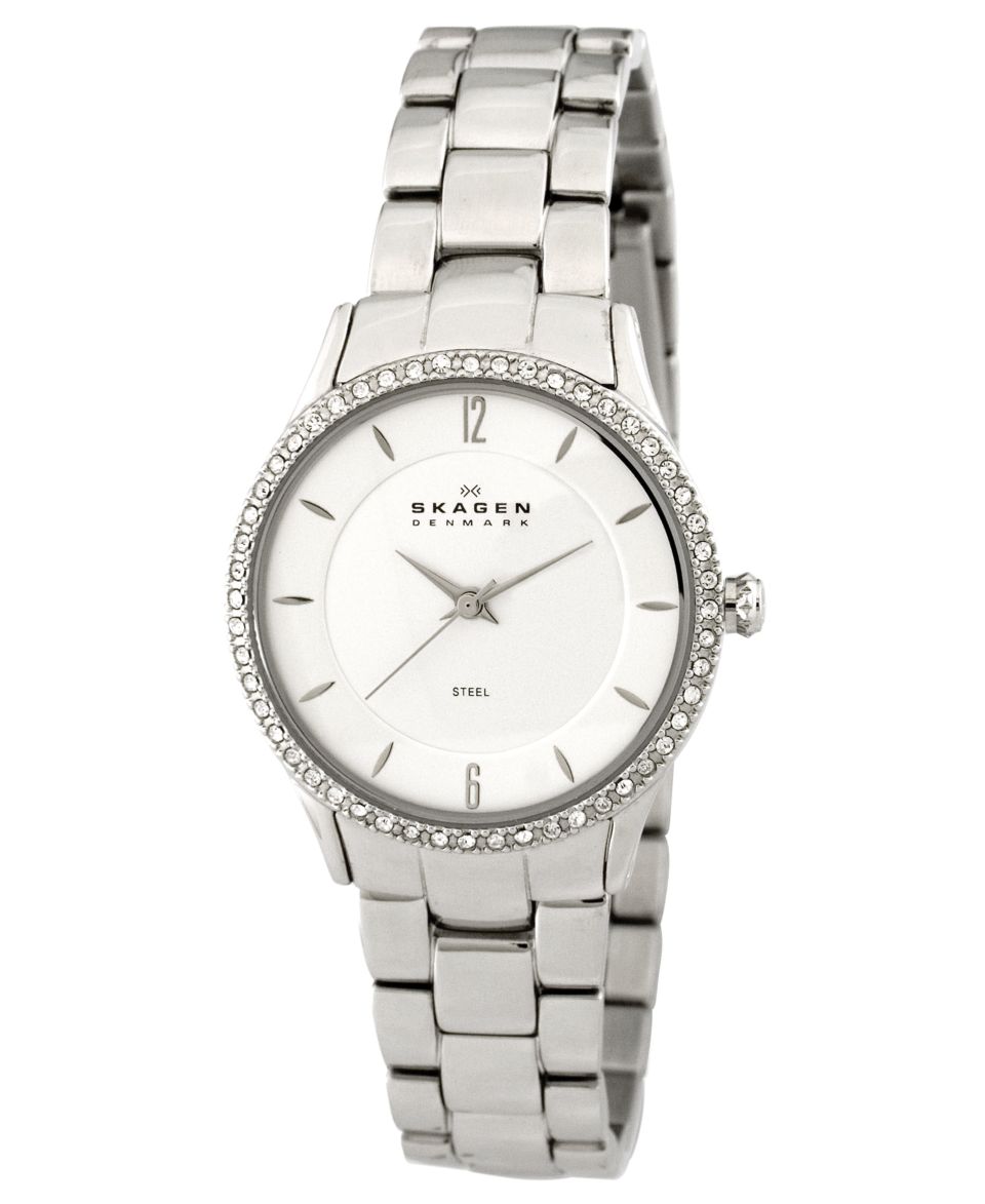 Skagen Denmark Watch, Womens Crystal Bezel Stainless Steel Bracelet