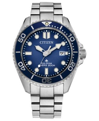 Мужские часы Citizen Eco-Drive Promaster Dive с серебристым браслетом из нержавеющей стали, 41 мм