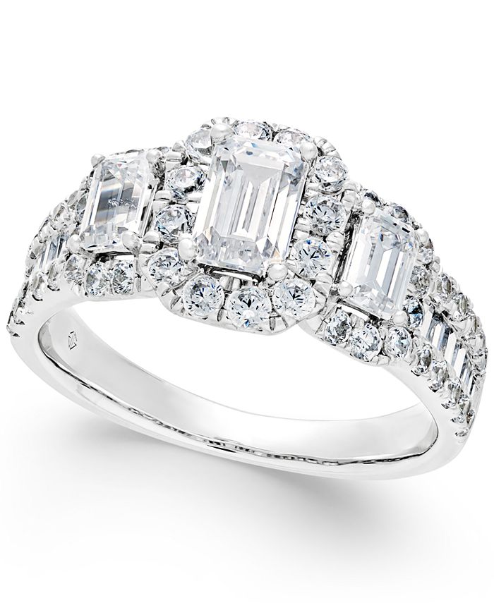 Macy S Diamond Engagement Ring 2 Ct T W In 14k White Gold Reviews Rings Jewelry Watches Macy S