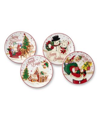 Сертифицированные международные ретро-рождественские десертные тарелки Santa's, набор из 4 штук