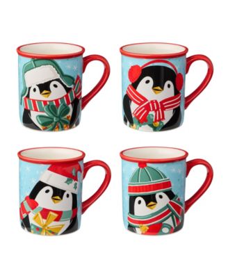 Сертифицированные международные кружки Christmas Whimsy Penguin, набор из 4 кружек