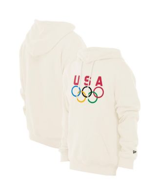 Мужская толстовка-пуловер New Era Cream Team USA с 5 кольцами и хромированной отделкой.