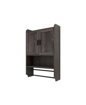 настенный шкафчик для ванной комнаты sumyeg с дверцами, регулируемой полкой, вешалкой для полотенец и держателем для бумаги