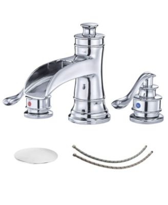 Greenspring, 8 дюймов Широко распространенный смеситель для ванной комнаты Waterfall с 2 ручками и выдвижным сливом в сборе из полированного серебристого хрома Spot Resist.