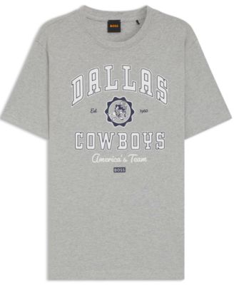 Футболка с логотипом BOSS x DALLAS COWBOYS свободного кроя серебристого цвета