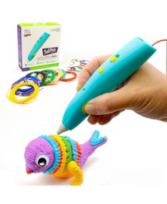 myFirst 3dPen - это многофункциональная ручка для рисования с 6 разноцветными нитями, книжкой-трафаретом и зарядным устройством синего цвета