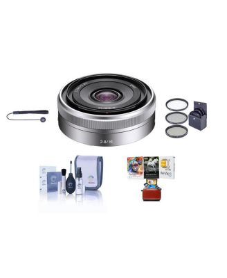 Объектив Sony E 16mm f/2.8, Комплект с комплектом фильтров ProOptic 49mm, набор для чистки, фиксатор крышки объектива, Комплект программного обеспечения Mac черный