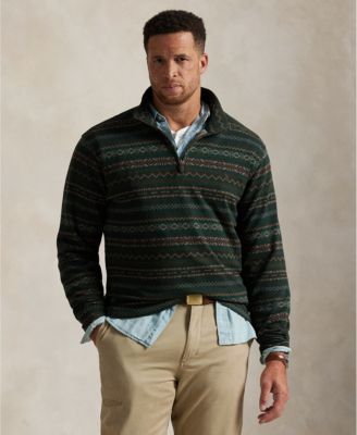 Мужской свитер-пуловер Polo Ralph Lauren для мужчин в стиле Big & Tall с застежкой-молнией в рубчик