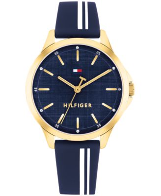 Женские кварцевые часы Tommy Hilfiger с темно-синим силиконовым ремешком, 34 мм