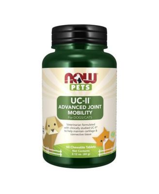 Жевательные таблетки Now Foods UC-II с улучшенной подвижностью суставов для собак и кошек, 60 цветных таблеток