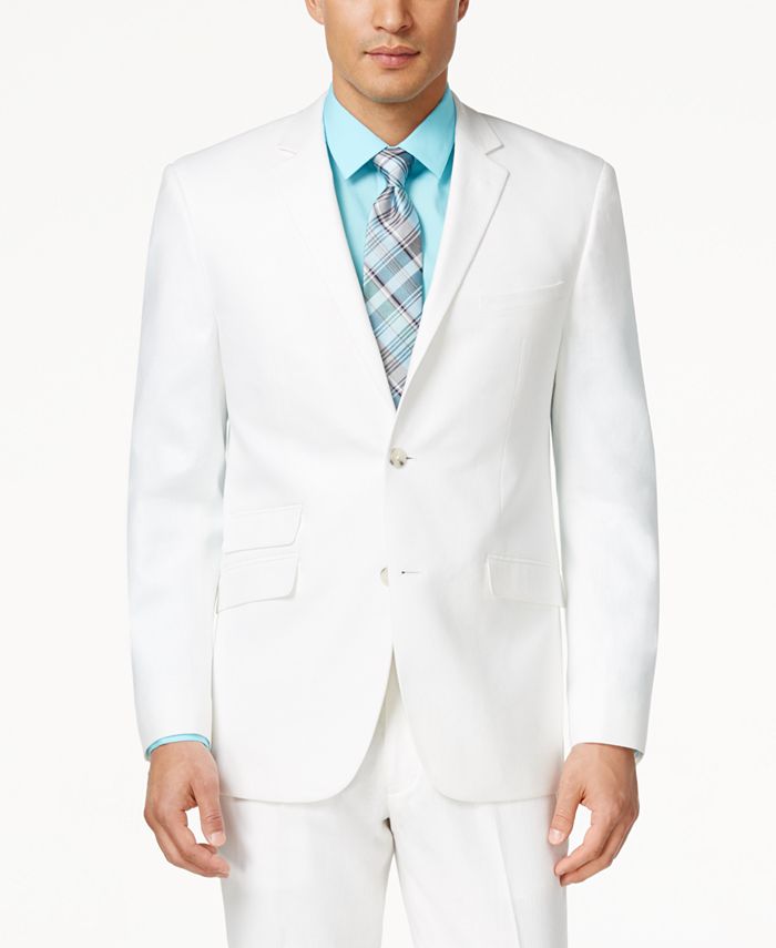 Perry Ellis Portfolio White Solid Linen-Blend Slim-Fit Suit & Reviews ...
