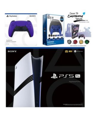 Sony PlayStation 5 Pro с дополнительным контроллером Galactic Purple, стартовым набором Pro Gamer и ваучером на наклейку MightySkins фиолетового цвета.