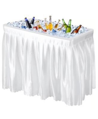Переносной стол для охлаждения льда SUGIFT емкостью 440 фунтов со сливом, юбкой и ручкой белого цвета