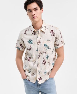Мужская рубашка на пуговицах с коротким рукавом Orion Leaf от Sun + Stone, эксклюзивная модель Macy's