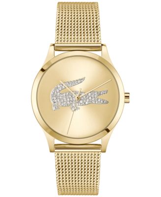 Женские часы-браслет Lacoste Crocodelle Gold Tone из нержавеющей стали с сетчатым браслетом, 36 мм