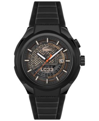 Мужские часы Lacoste LC33 Mech Hybrid с автоматическим механизмом на черном силиконовом ремешке, 44 мм, черные
