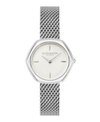 Женские часы-браслет Olivia Burton с серебристым браслетом из нержавеющей стали, 28,5 мм