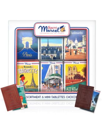 Подарочная коробка с картой Франции Сакре Марсель и 6 мини-плитками шоколада, 1,76 унции.
