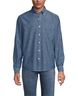 Мужская рубашка из шамбре с длинным рукавом от Lands' End