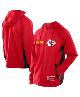 Мужская толстовка Red Kansas City Chiefs от New Era сочетает в себе аутентичный реглан Scuba с капюшоном на молнии красного цвета