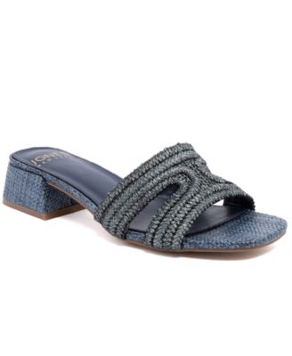 Женские модельные босоножки Jones New York на устойчивом блочном каблуке синего цвета