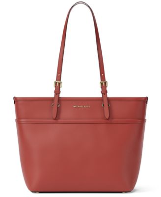 Большая кожаная сумка Michael Kors Winston на молнии красного цвета