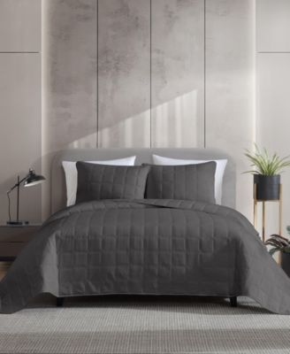 Комплект стеганых одеял Kenneth Cole New York Solid Stonewashed из 3 предметов, полный/Queen