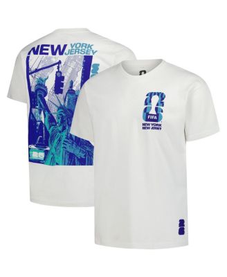 Мужская кремовая футболка Outerstuff с изображением города-организатора Чемпионата мира по футболу FIFA 2026 в Нью-Йорке.