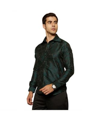 Мужская рубашка Campus Sutra изумрудно-зеленого цвета, сотканная из роз