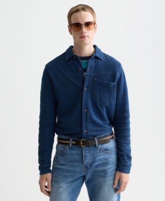 Мужская застиранная текстурированная рубашка с длинным рукавом SCOTCH & SODA