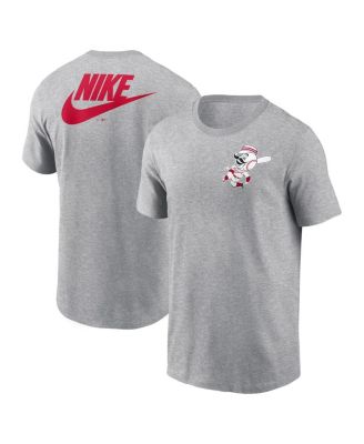 Мужская футболка Nike Heather Gray Cincinnati Reds Cooperstown Collection с крупным логотипом из 2-х хитовых коллекций