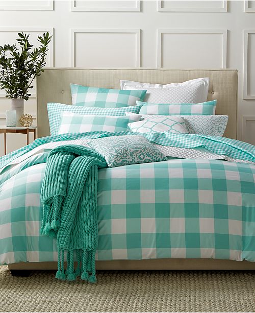 Charter Club Closeout Gingham Teal Full Queen Comforter Set Created For Macy S Reviews Bedding Collections Bed Bath Macy S